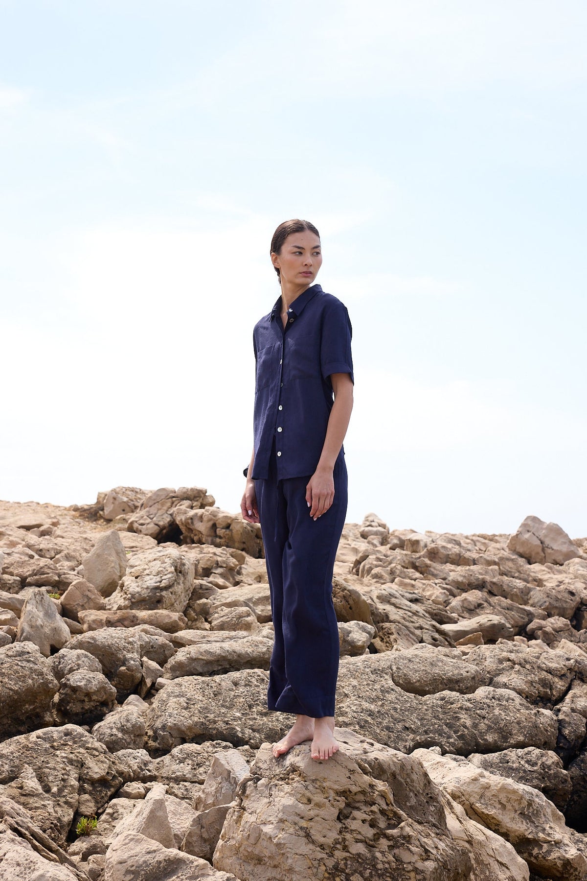 Jackie Blue Pyjama in EXTRA SMALL DARK BLUE - Sustainable Fashion by KLEED LOUNGEWEAR