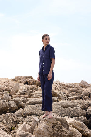 Jackie Blue Pyjama in EXTRA SMALL DARK BLUE - Sustainable Fashion by KLEED LOUNGEWEAR