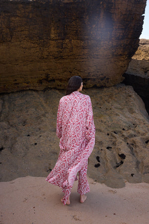 Kushee Red Robe in SMALL RED - Sustainable Fashion by KLEED LOUNGEWEAR