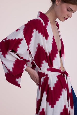 Jain Red Kimono in L/XL RED - Sustainable Fashion by KLEED LOUNGEWEAR