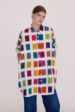 Multi - Squares Chemisier in S/M MULTI - COLOR - Sustainable Fashion by KLEED LOUNGEWEAR