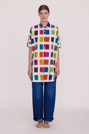 Multi - Squares Chemisier in S/M MULTI - COLOR - Sustainable Fashion by KLEED LOUNGEWEAR