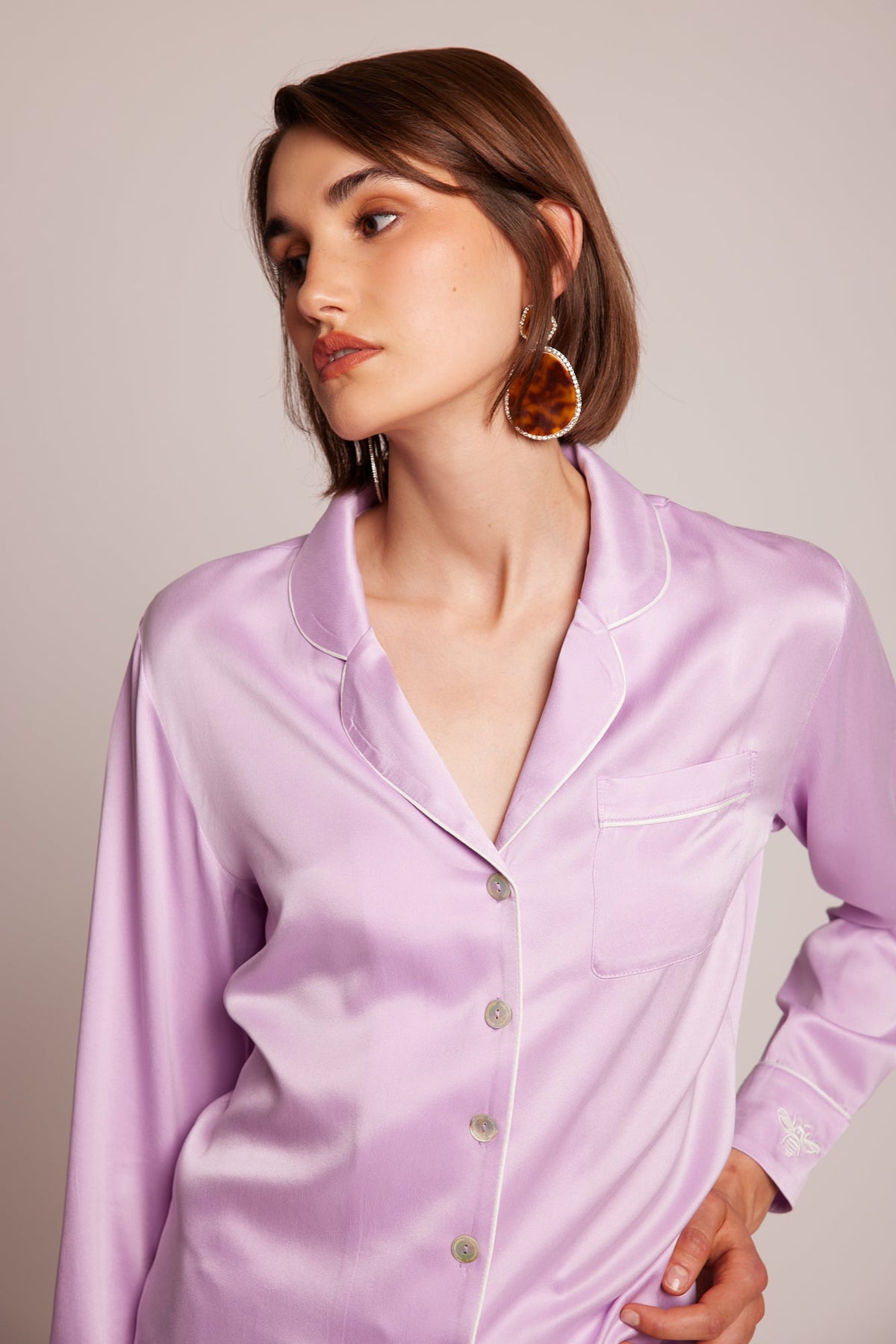 Roller Lilac Pyjama in SMALL LILAC - Sustainable Fashion by KLEED LOUNGEWEAR