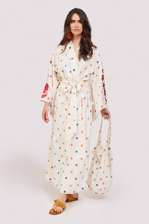 Rainbow Kimono in XS/S WHITE - Sustainable Fashion by KLEED LOUNGEWEAR