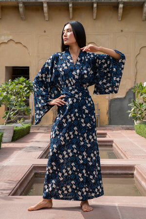 Bagru Kimono in S/M BLUE - Sustainable Fashion by KLEED LOUNGEWEAR
