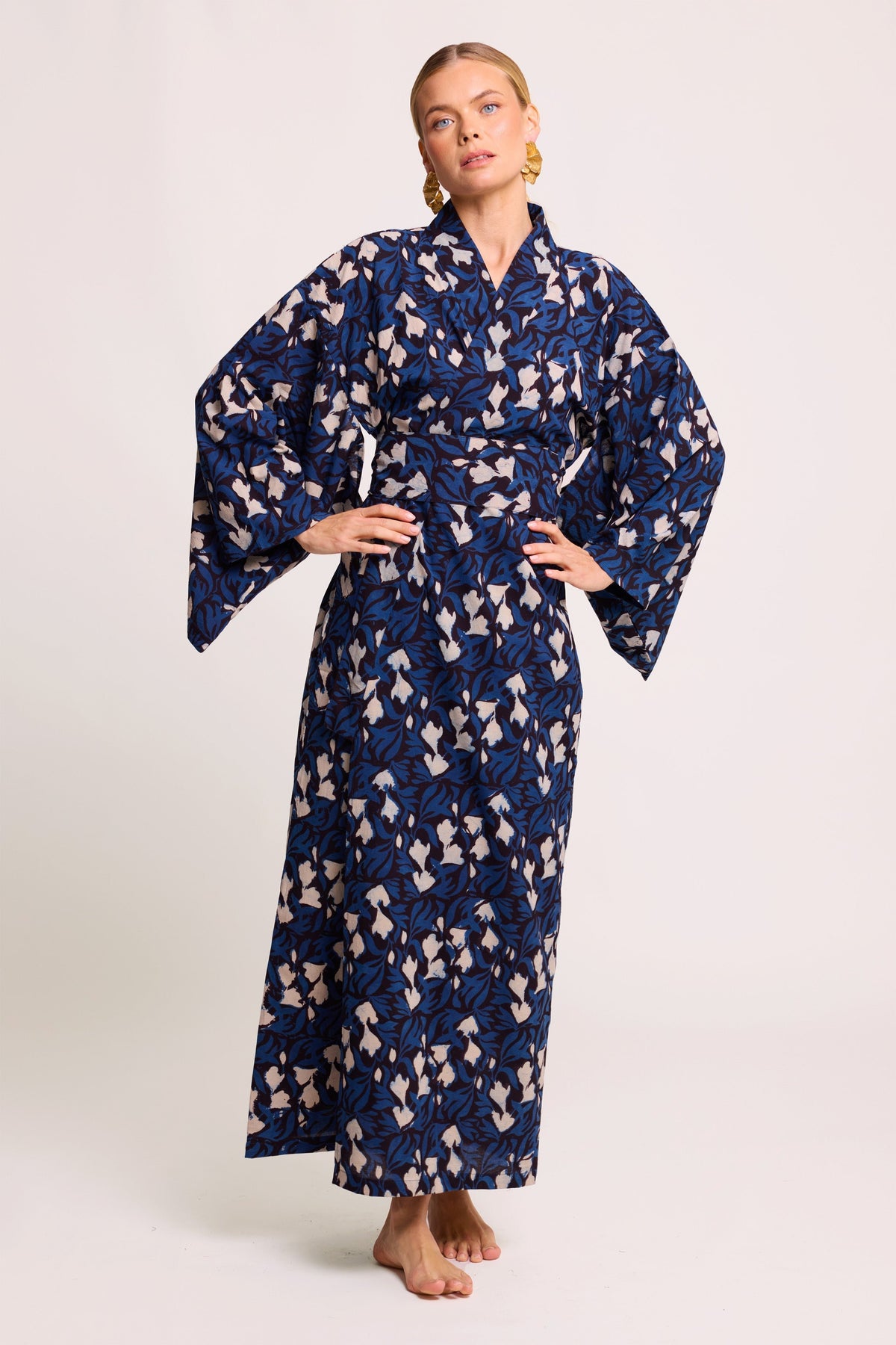 Bagru Kimono in S/M BLUE - Sustainable Fashion by KLEED LOUNGEWEAR