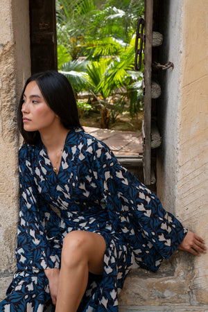 Bagru Kimono in S/M BLUE - Sustainable Fashion by KLEED LOUNGEWEAR