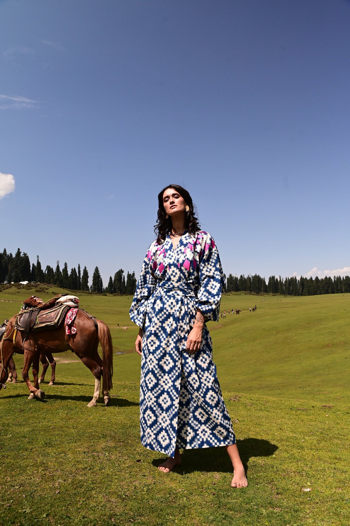 Mombasa Blue Naya Kimono in S/M BLUE - Sustainable Fashion by KLEED LOUNGEWEAR