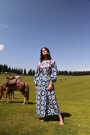 Mombasa Blue Naya Kimono in S/M BLUE - Sustainable Fashion by KLEED LOUNGEWEAR