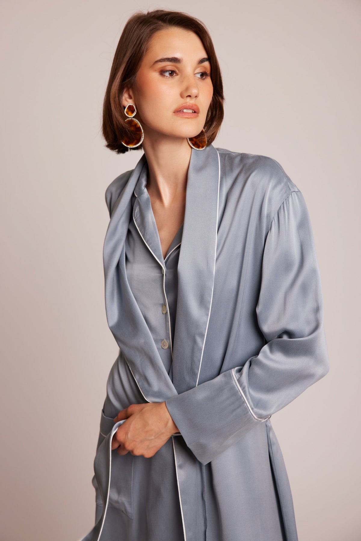 Roller Blue Robe in S/M BLUE - Sustainable Fashion by KLEED LOUNGEWEAR