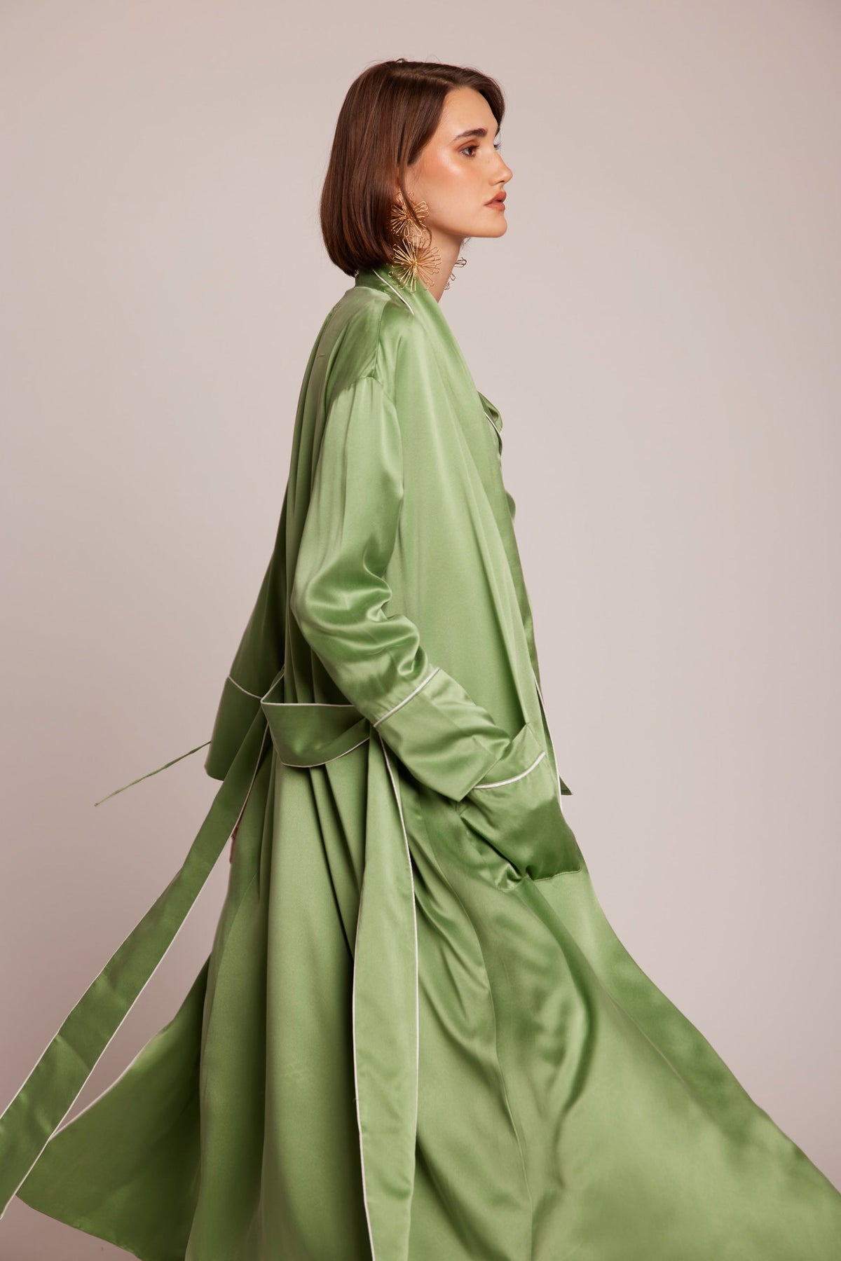 Roller Green Robe in S/M GREEN - Sustainable Fashion by KLEED LOUNGEWEAR