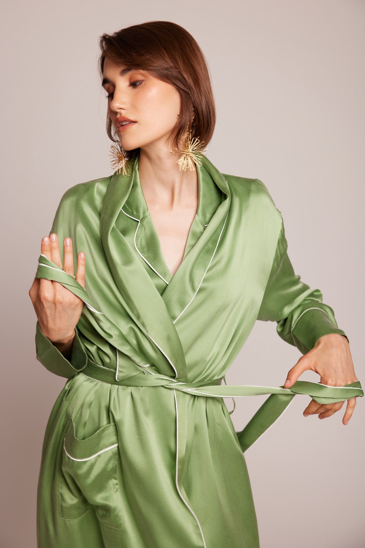 Roller Green Robe in S/M GREEN - Sustainable Fashion by KLEED LOUNGEWEAR