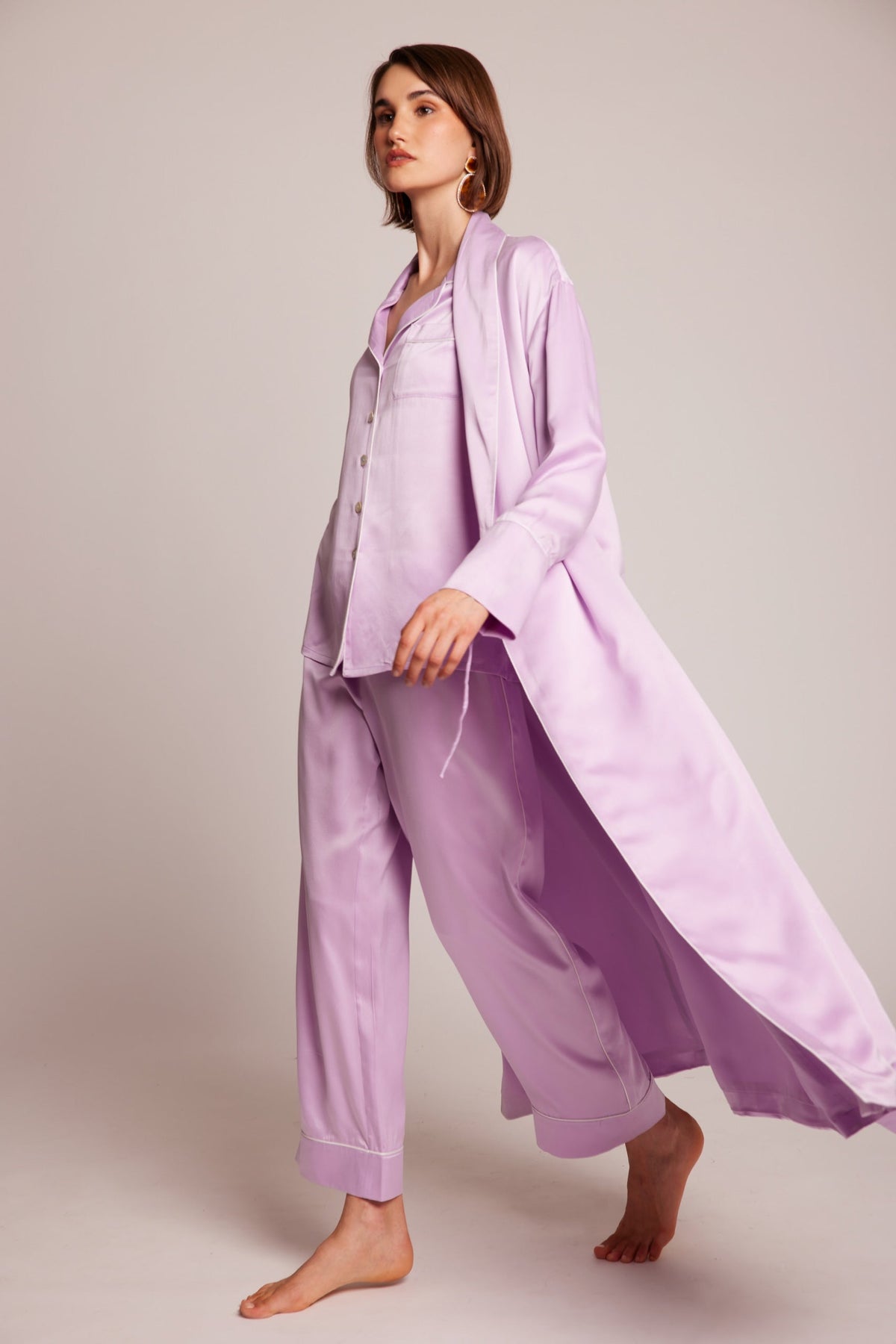 Roller Lilac Robe in S/M LILAC - Sustainable Fashion by KLEED LOUNGEWEAR