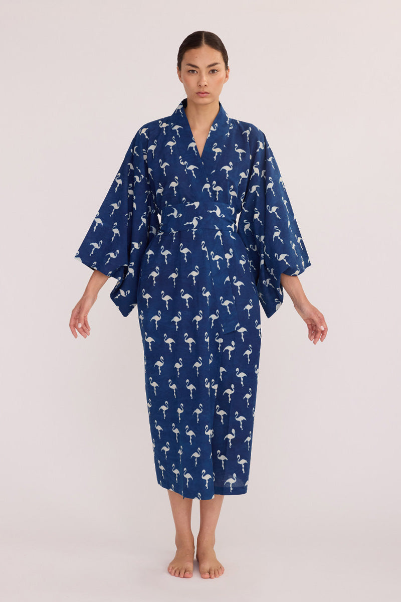 Blue Flamingo Kimono