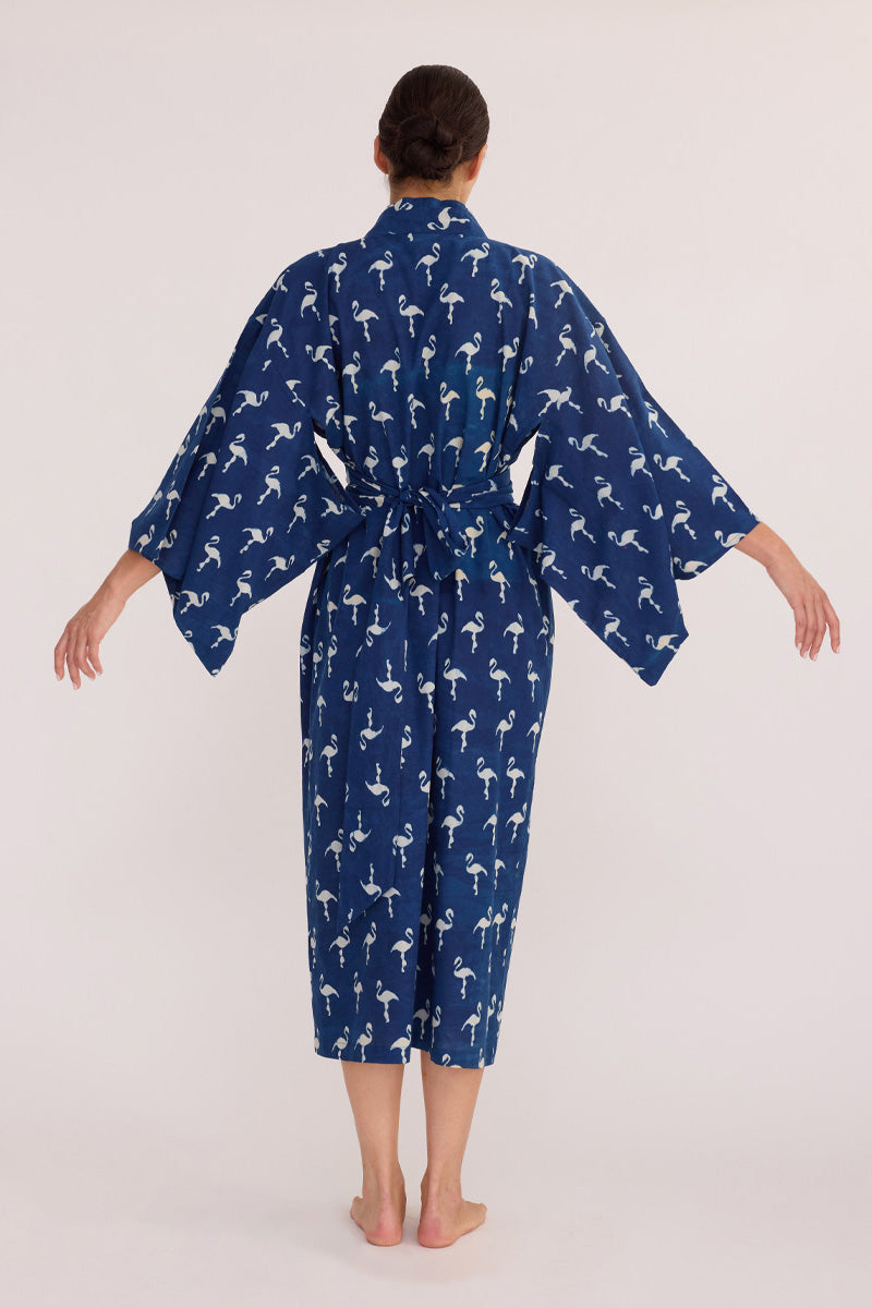 Blue Flamingo Kimono