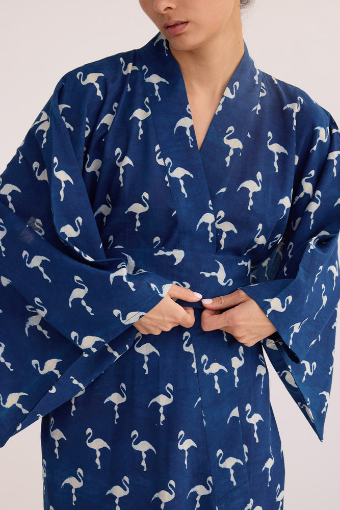 
                      
                        Blue Flamingo Kimono
                      
                    