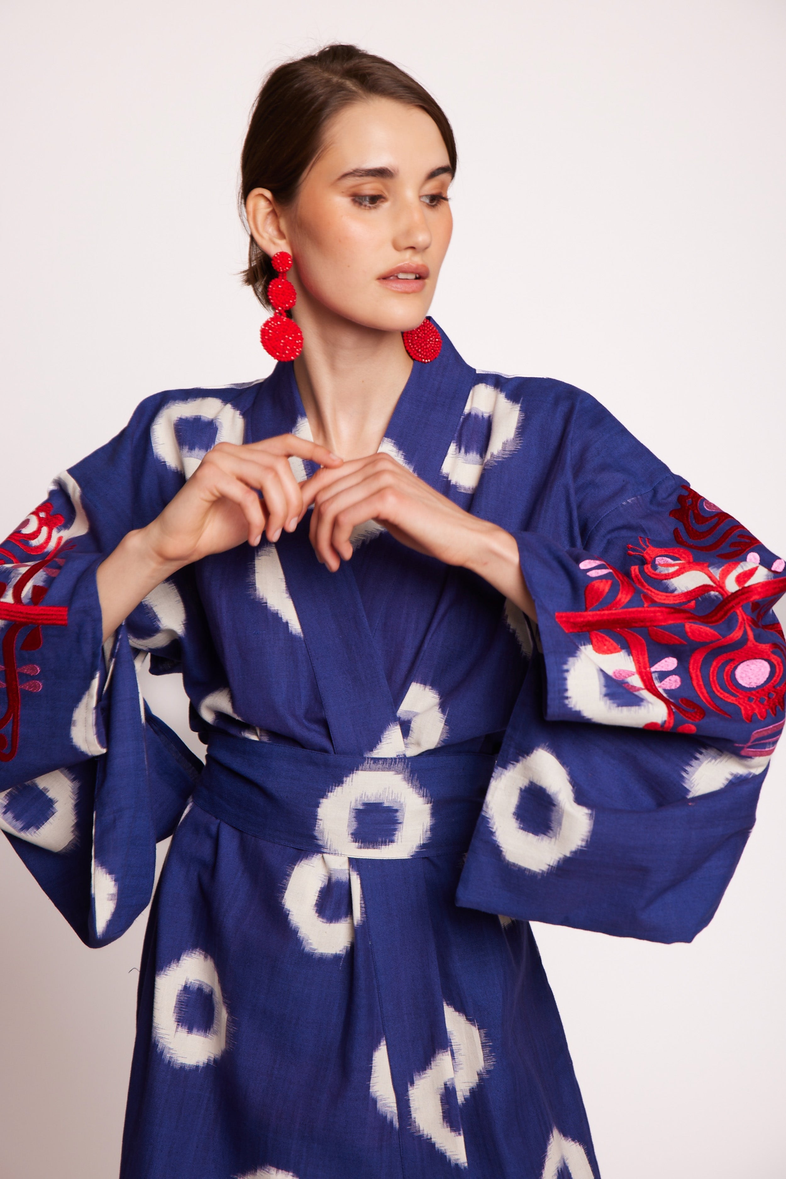 Cotton Kimono Blue Manda Naya | Kleed – KLEED LOUNGEWEAR