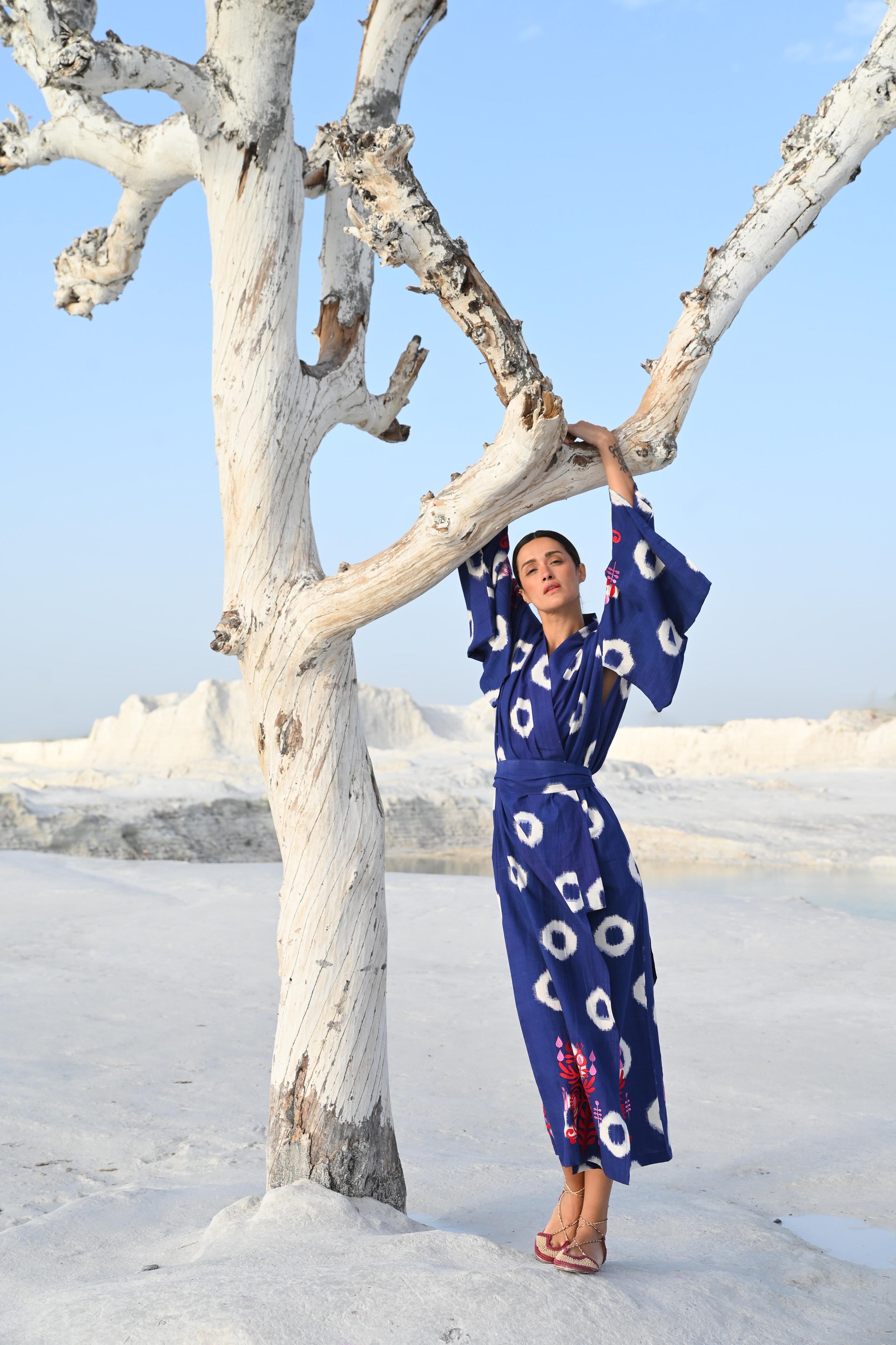 Cotton Kimono Blue Manda Naya | Kleed – KLEED LOUNGEWEAR