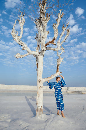Turquoise Savannah Kimono in S/M TURQUOISE - Sustainable Fashion by KLEED LOUNGEWEAR