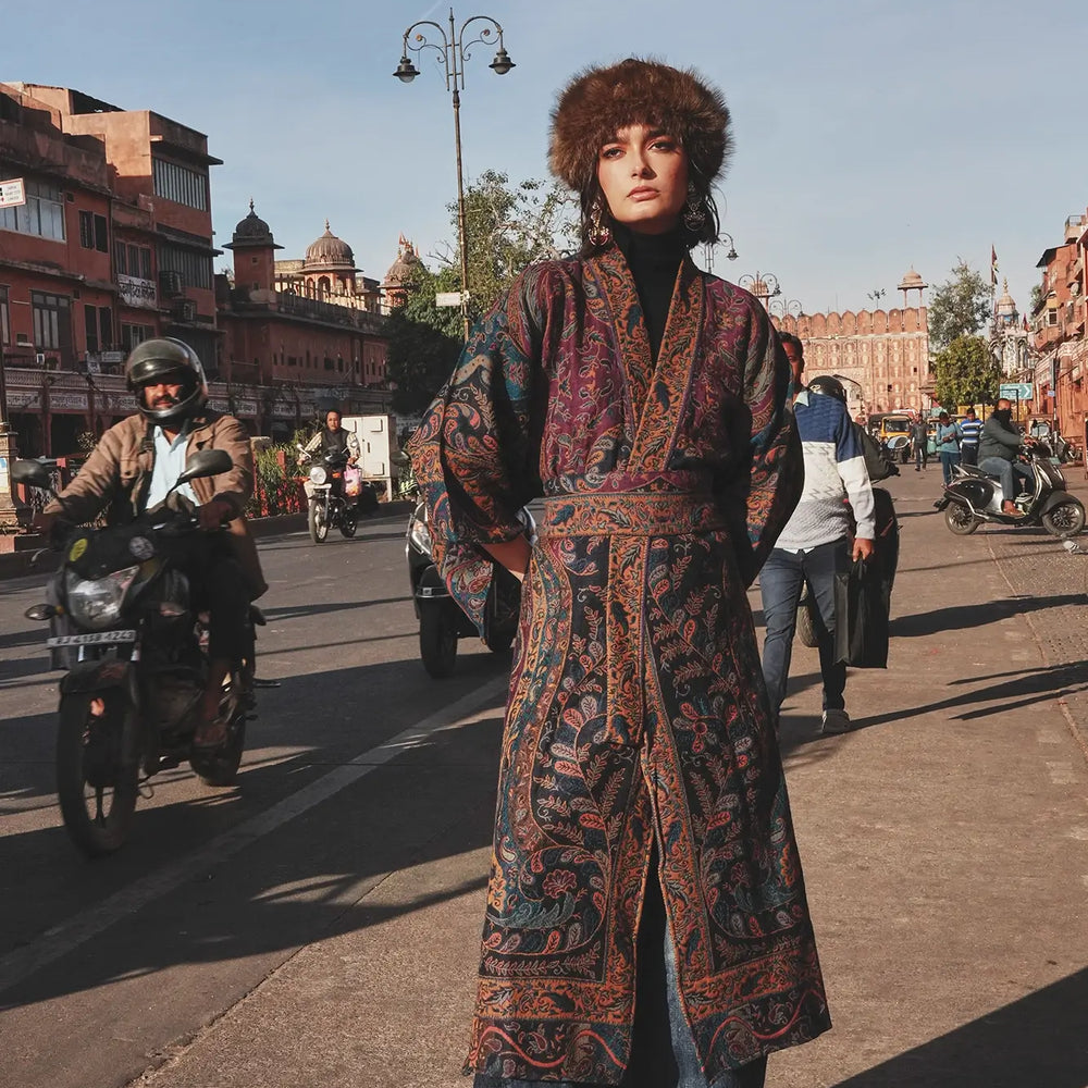 Fuccia Paisley Kimono Coat | KLEED