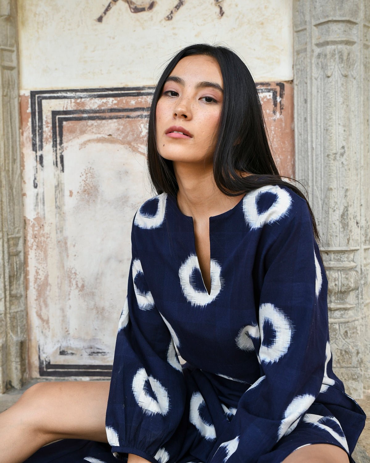 Blue Manda Kaftan in XS/S DARK BLUE - Sustainable Fashion by KLEED LOUNGEWEAR