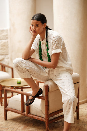 Yala White Pyjama in EXTRA SMALL WHITE - Sustainable Fashion by KLEED LOUNGEWEAR