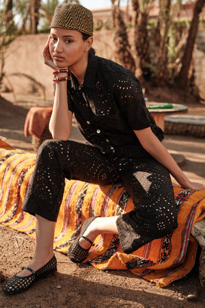 Yala Black Pyjama in EXTRA SMALL BLACK - Sustainable Fashion by KLEED LOUNGEWEAR