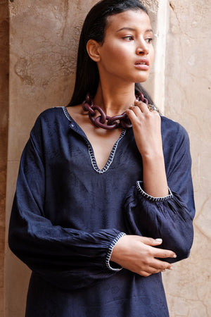 Komari Blue Kaftan in XS/S BLUE - Sustainable Fashion by KLEED LOUNGEWEAR