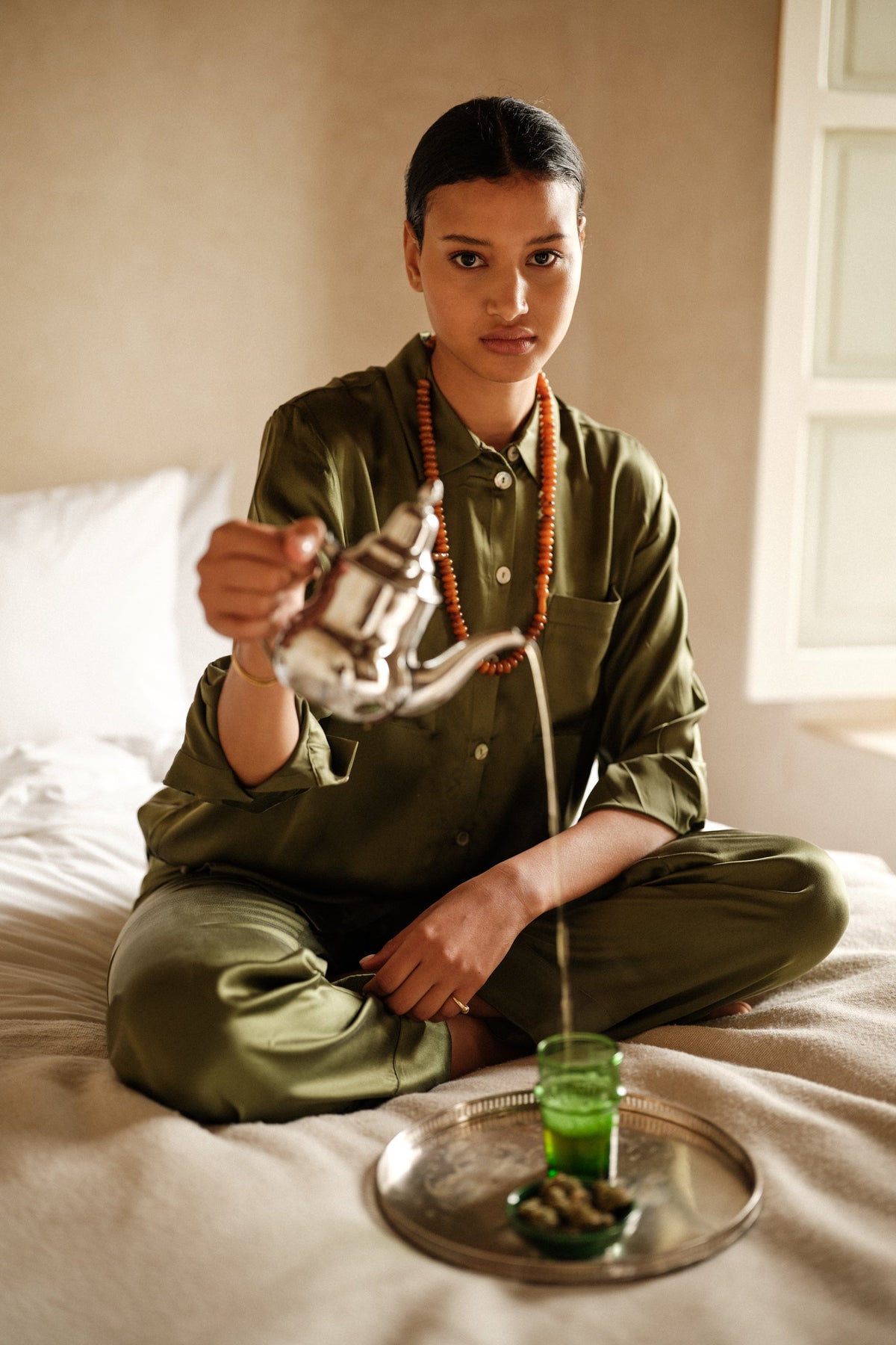 Jamun Khaki Pyjama in EXTRA SMALL KHAKI - Sustainable Fashion by KLEED LOUNGEWEAR
