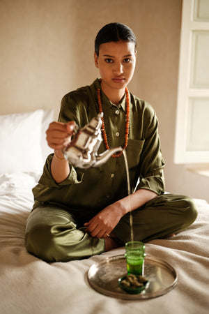 Jamun Khaki Pyjama in EXTRA SMALL KHAKI - Sustainable Fashion by KLEED LOUNGEWEAR