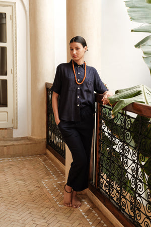 Jackie Blue Pyjama in EXTRA SMALL DARK BLUE - Sustainable Fashion by KLEED LOUNGEWEAR