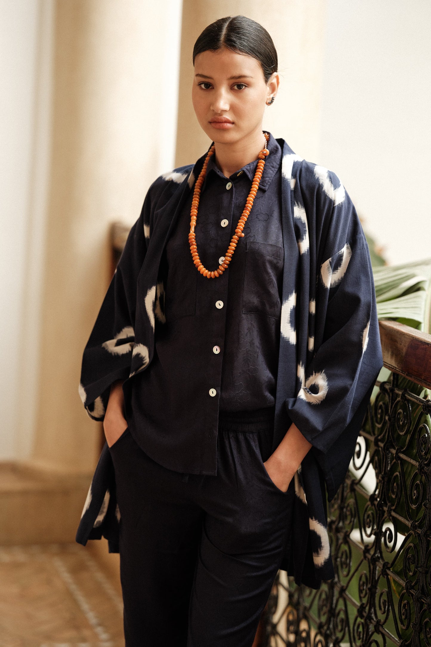 Blue Manda Short Kimono