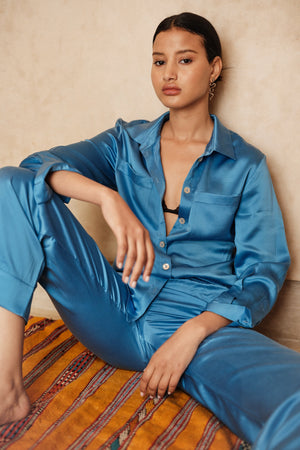 Jamun Blue Pyjama in EXTRA SMALL BLUE - Sustainable Fashion by KLEED LOUNGEWEAR