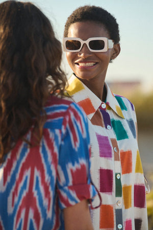 Multi - Squares Chemisier in S/M MULTI - COLOR - Sustainable Fashion by KLEED LOUNGEWEAR