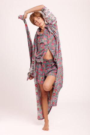 Dharti Turquoise Kimono in S/M TURQUOISE - Sustainable Fashion by KLEED LOUNGEWEAR