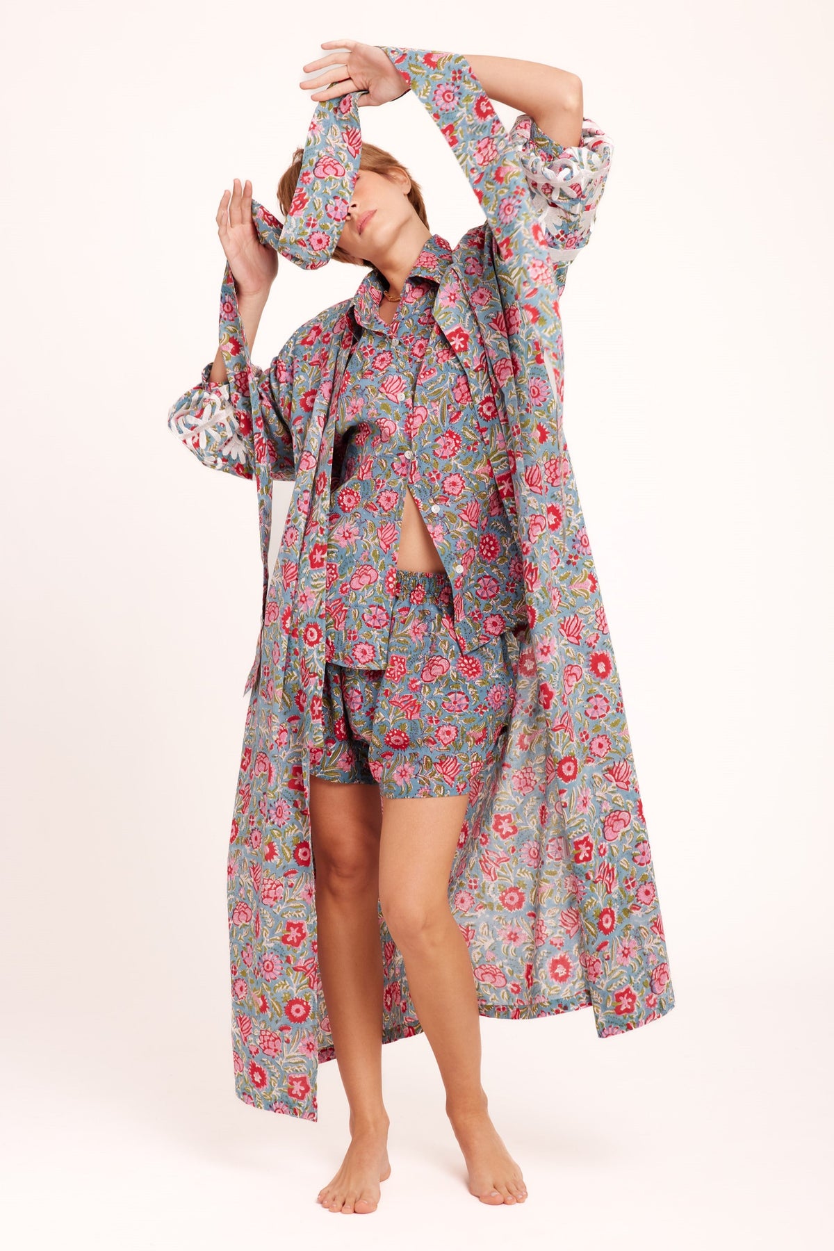 Dharti Turquoise Kimono in S/M TURQUOISE - Sustainable Fashion by KLEED LOUNGEWEAR