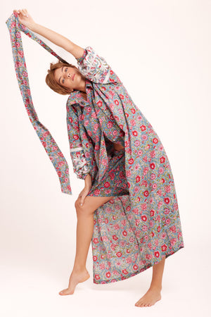 Dharti Turquoise Kimono in S/M TURQUOISE - Sustainable Fashion by KLEED LOUNGEWEAR