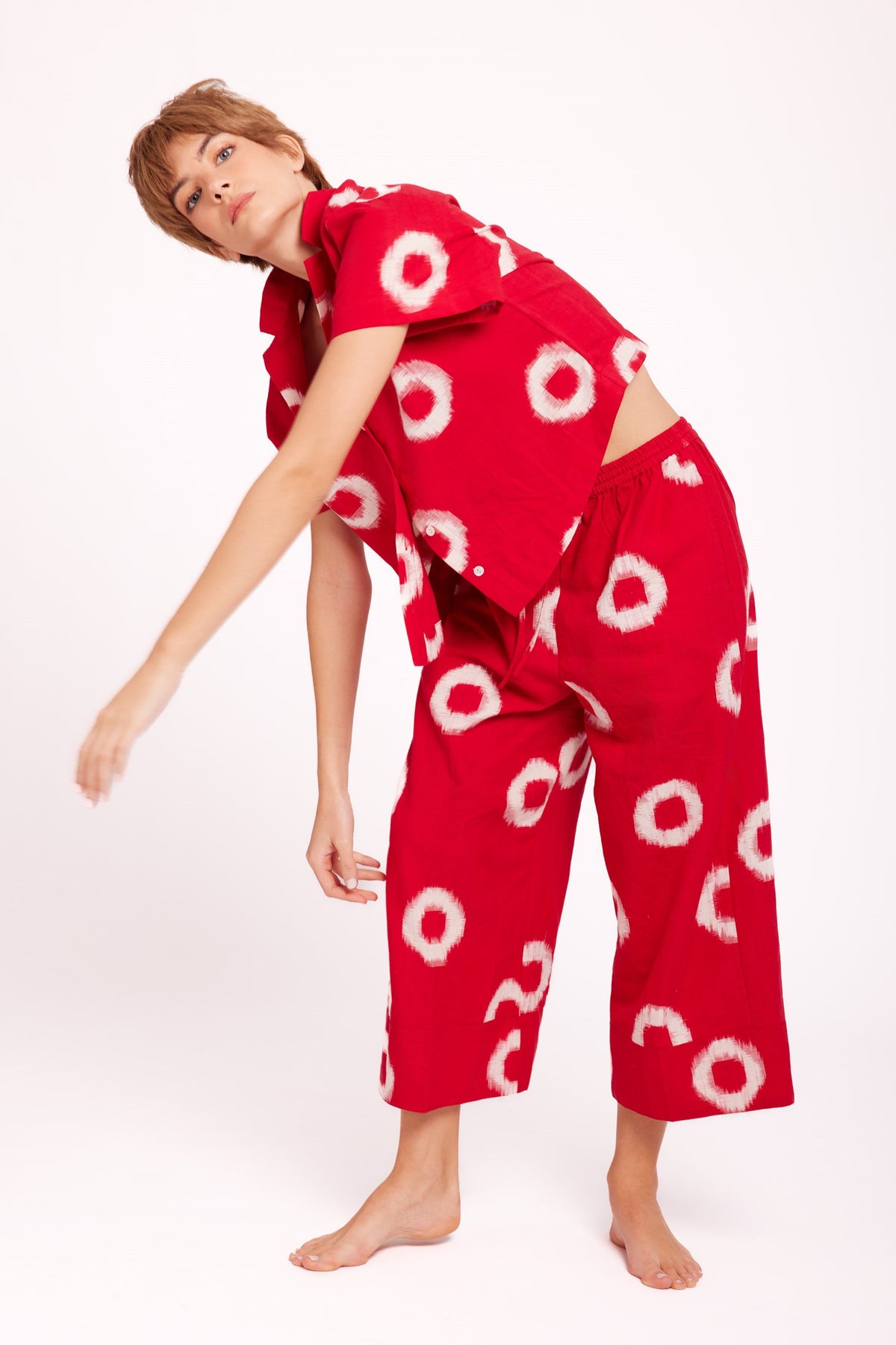 Satari Red Pyjama in SMALL RED - Sustainable Fashion by KLEED LOUNGEWEAR