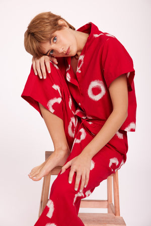Satari Red Pyjama in SMALL RED - Sustainable Fashion by KLEED LOUNGEWEAR