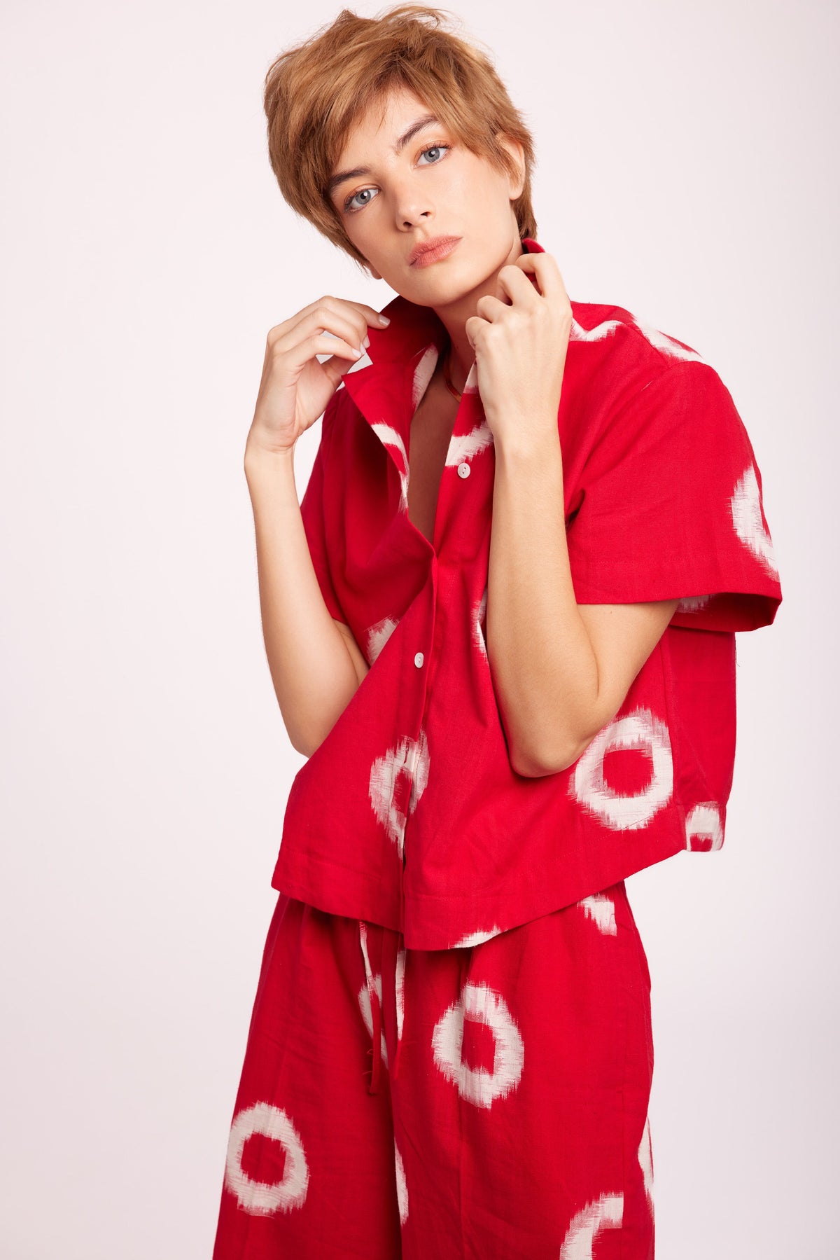 Satari Red Pyjama in SMALL RED - Sustainable Fashion by KLEED LOUNGEWEAR