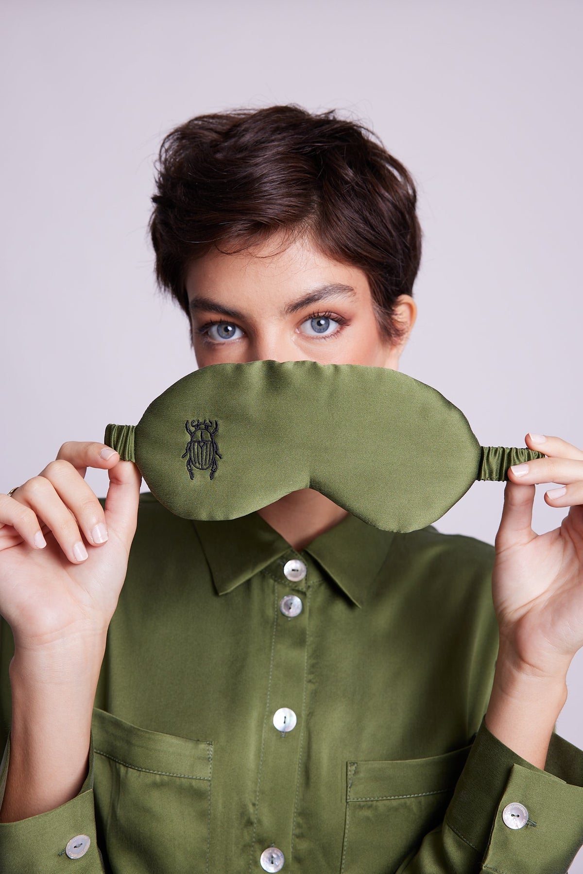 Jamun Khaki Eyemask in ONE SIZE KHAKI - Sustainable Fashion by KLEED LOUNGEWEAR