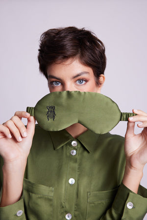 Jamun Khaki Eyemask in ONE SIZE KHAKI - Sustainable Fashion by KLEED LOUNGEWEAR