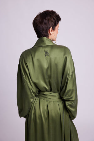 Jamun Khaki Robe in SMALL KHAKI - Sustainable Fashion by KLEED LOUNGEWEAR