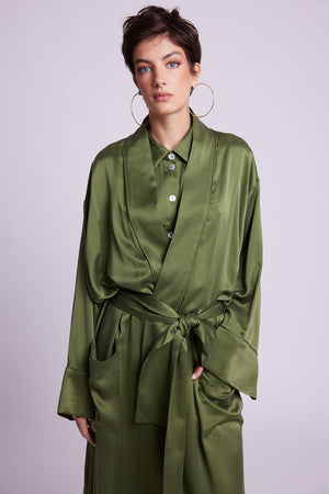 Jamun Khaki Robe in SMALL KHAKI - Sustainable Fashion by KLEED LOUNGEWEAR