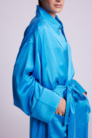 Jamun Blue Robe in SMALL BLUE - Sustainable Fashion by KLEED LOUNGEWEAR