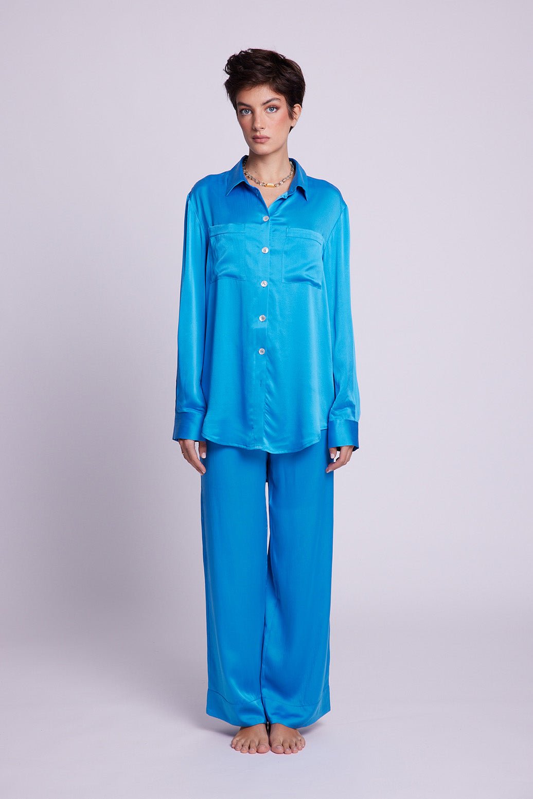 Jamun Blue Pyjama in EXTRA SMALL BLUE - Sustainable Fashion by KLEED LOUNGEWEAR