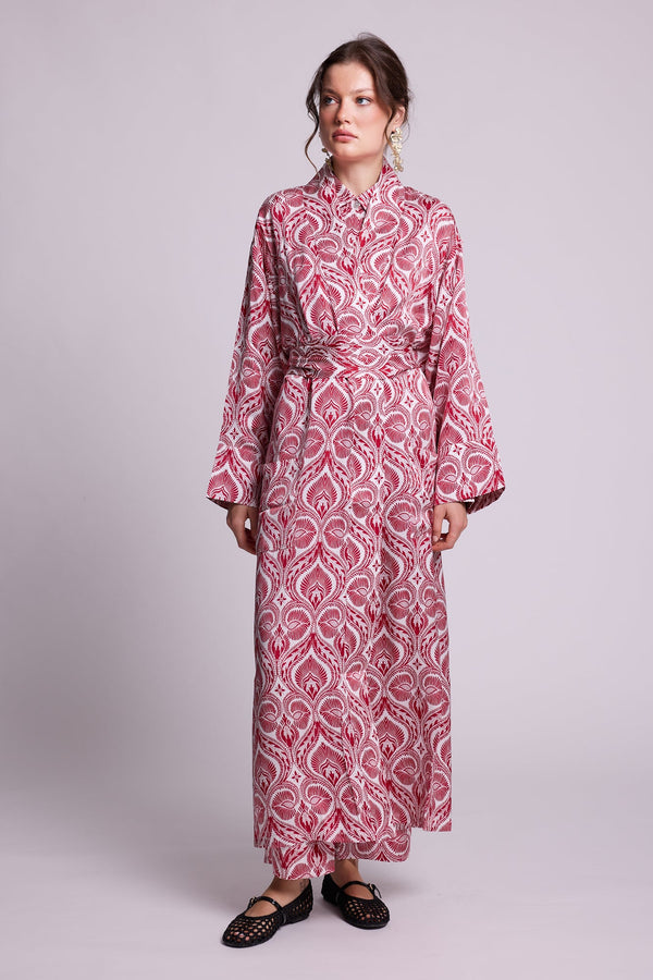 Kushee Red Robe in SMALL RED - Sustainable Fashion by KLEED LOUNGEWEAR