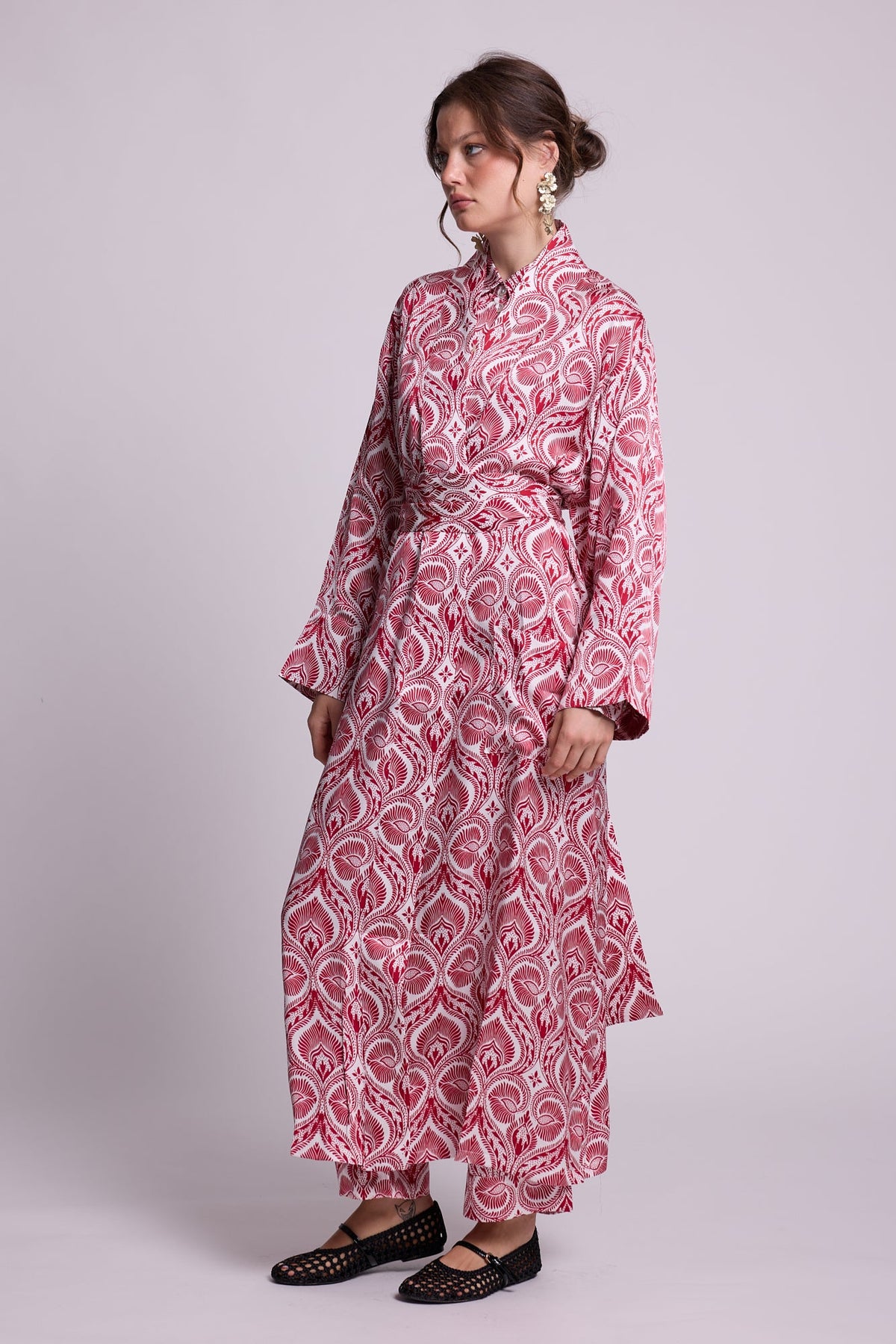 Kushee Red Robe in SMALL RED - Sustainable Fashion by KLEED LOUNGEWEAR
