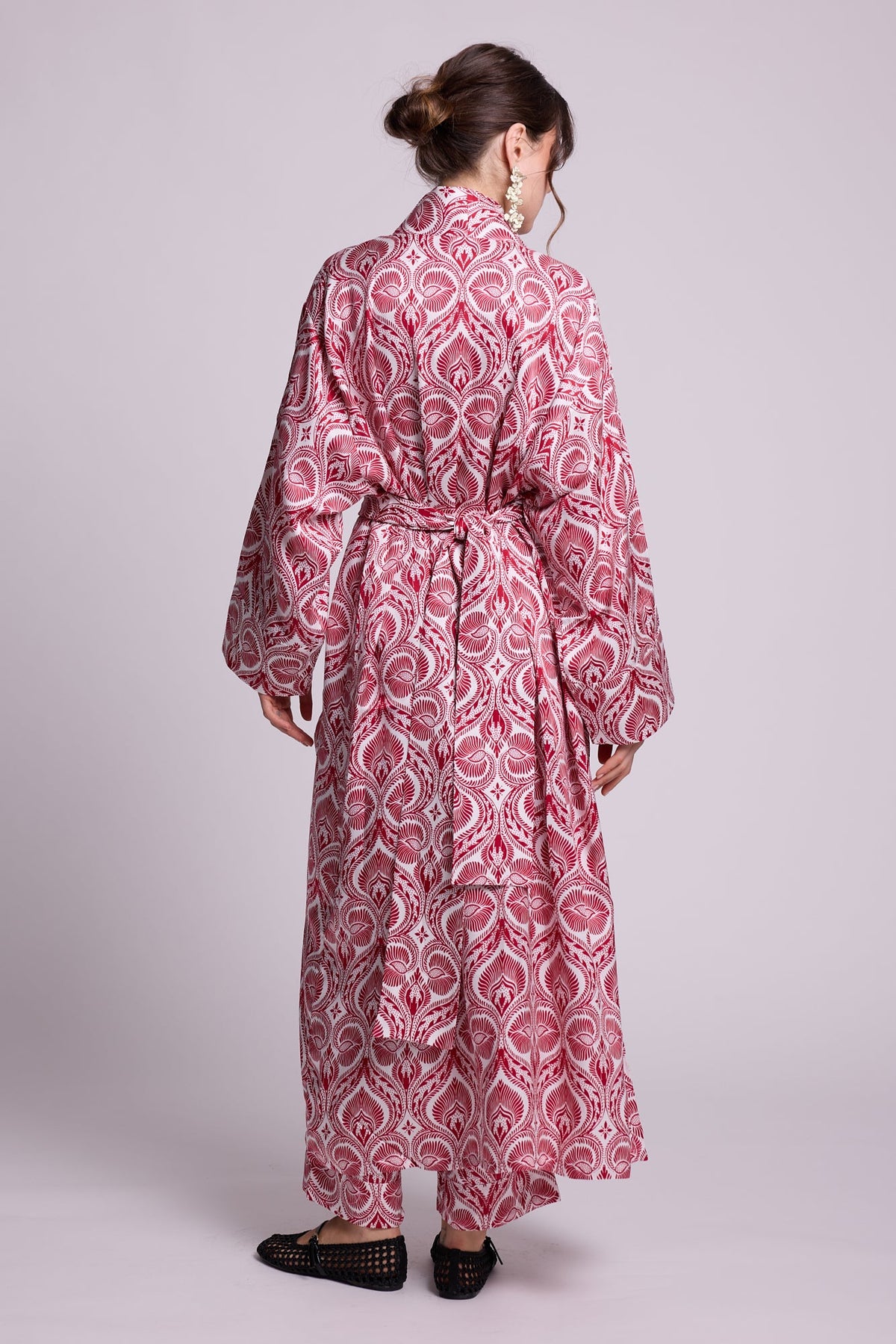 Kushee Red Robe in SMALL RED - Sustainable Fashion by KLEED LOUNGEWEAR
