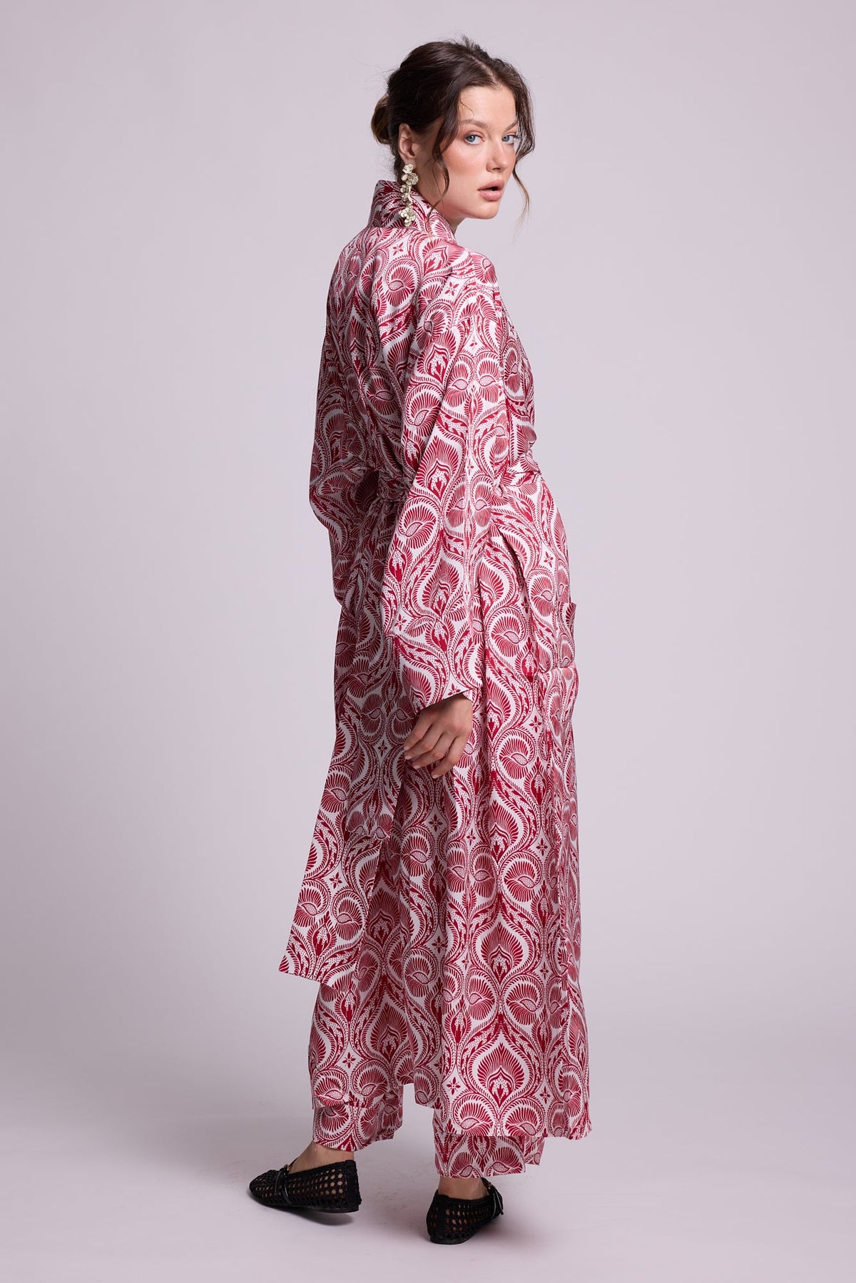 Kushee Red Robe in SMALL RED - Sustainable Fashion by KLEED LOUNGEWEAR
